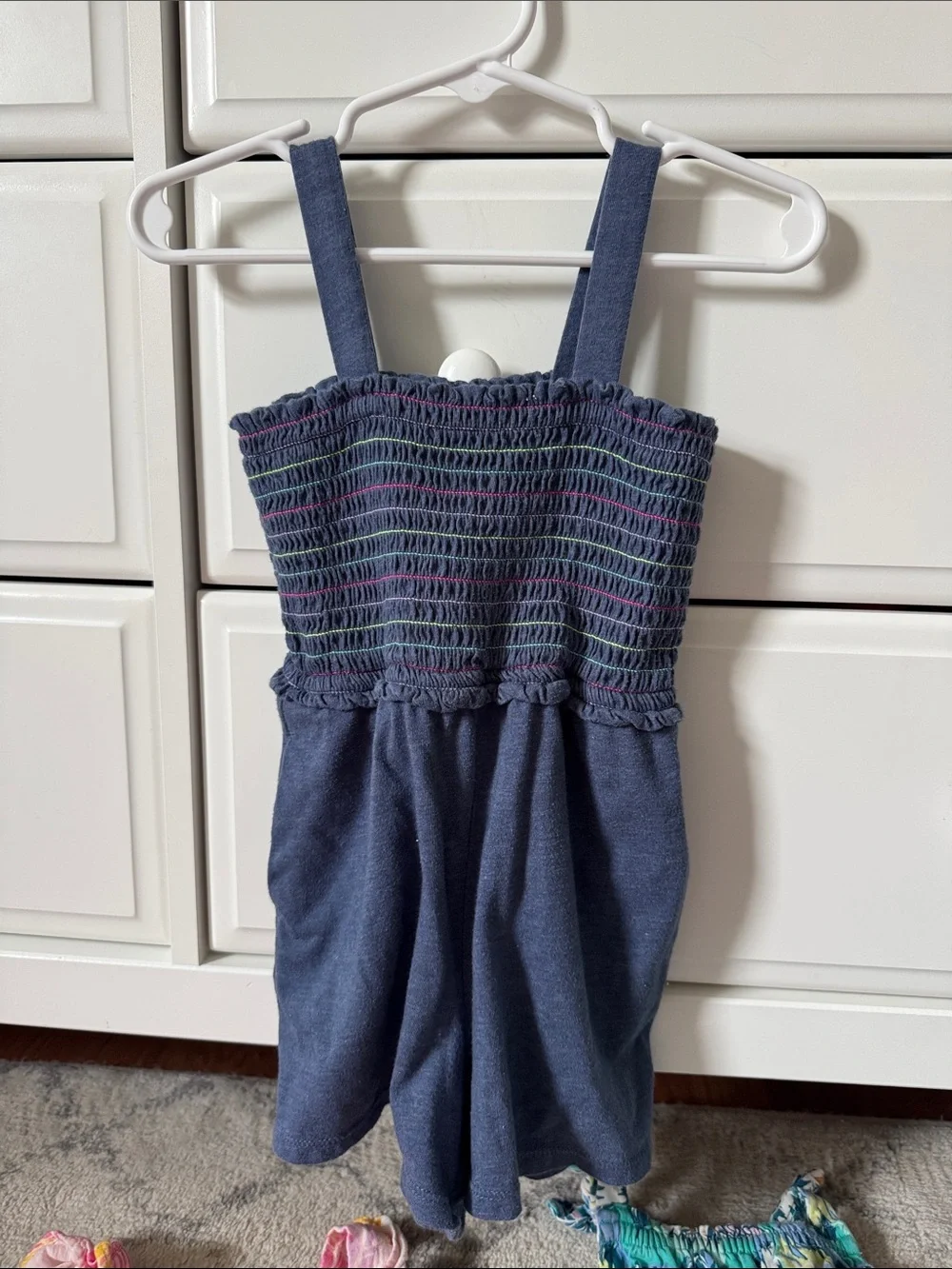 GAP Navy Smocked Stripe Romper 2Y